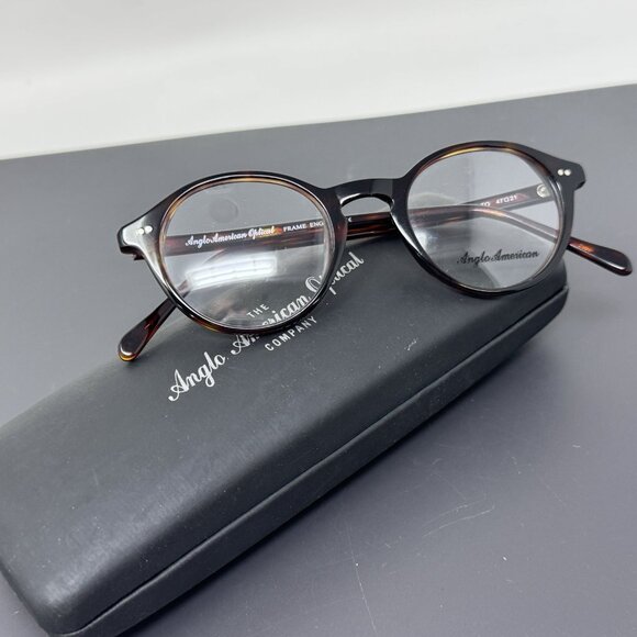 Anglo American Optical Mod 406 TO 47mm Dark Tortoise Glasses England 47 [] 21 - Picture 11 of 12